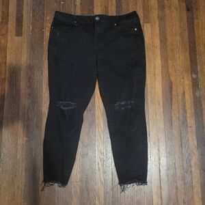 Maurices Distressed XL-S Black Skinny Raw Edge Jeans